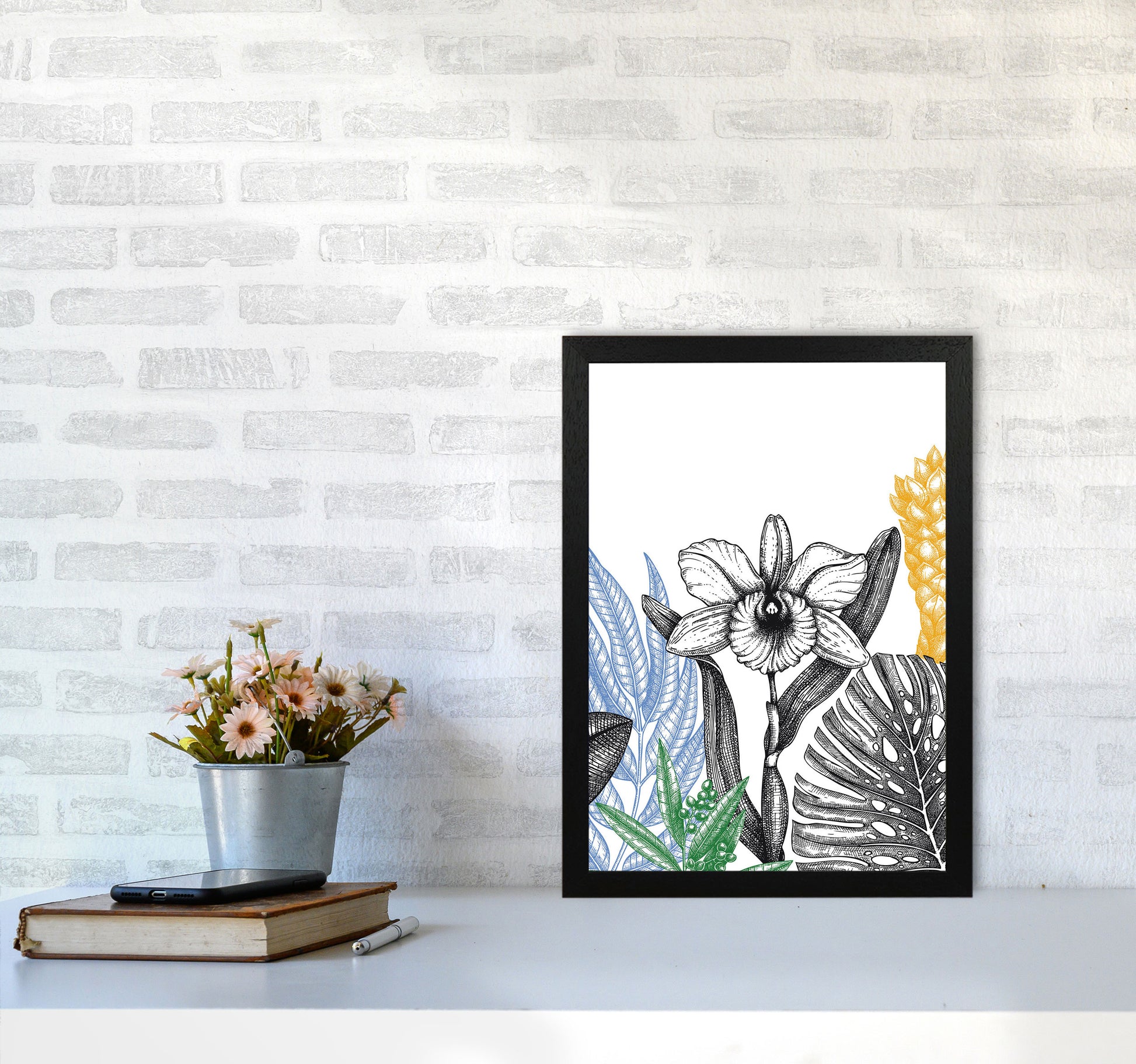 Minimalist Flower Vibes Art Print by Jason Stanley A3 White Frame