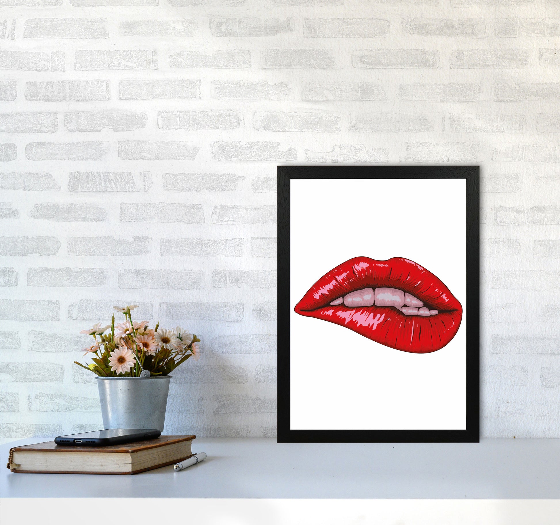 When She Bites Her Lip Art Print by Jason Stanley A3 White Frame