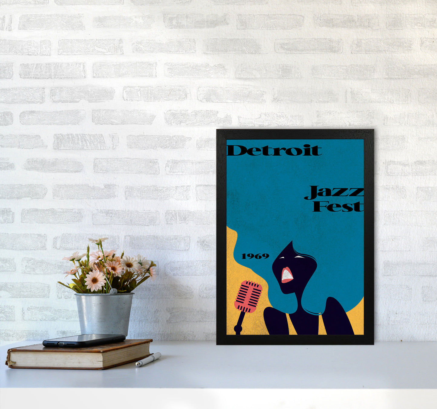 Detroit Jazz Fest 1969 Art Print by Jason Stanley A3 White Frame