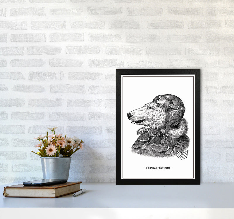 The Poler Bear Pilot Art Print by Jason Stanley A3 White Frame