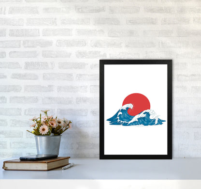 Japenses Wave Sunset Art Print by Jason Stanley A3 White Frame
