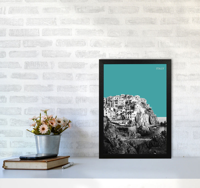 Halftone Italy Blue Art Print by Jason Stanley A3 White Frame