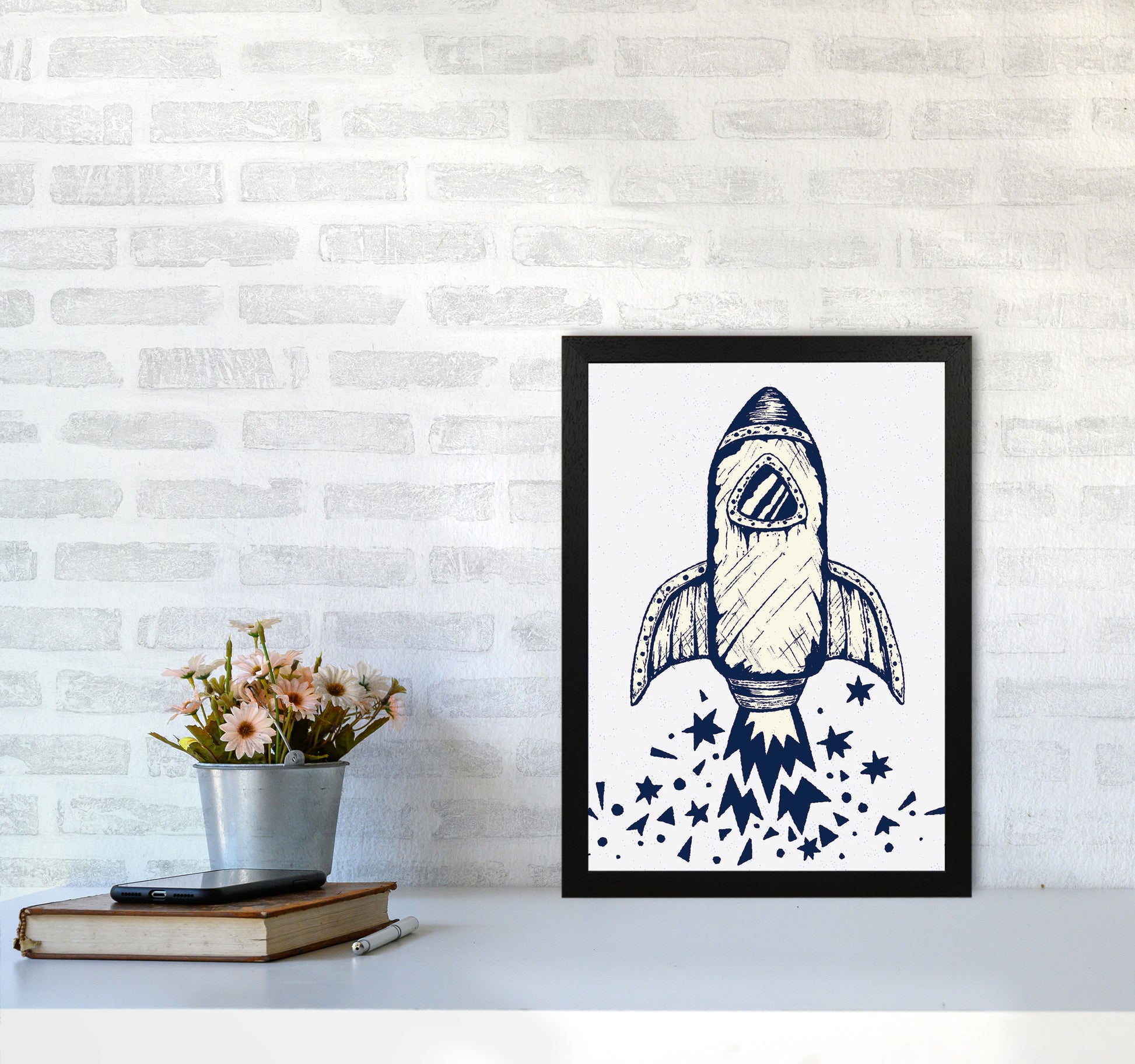 5-4-3-2-1-Blastoff Art Print by Jason Stanley A3 White Frame