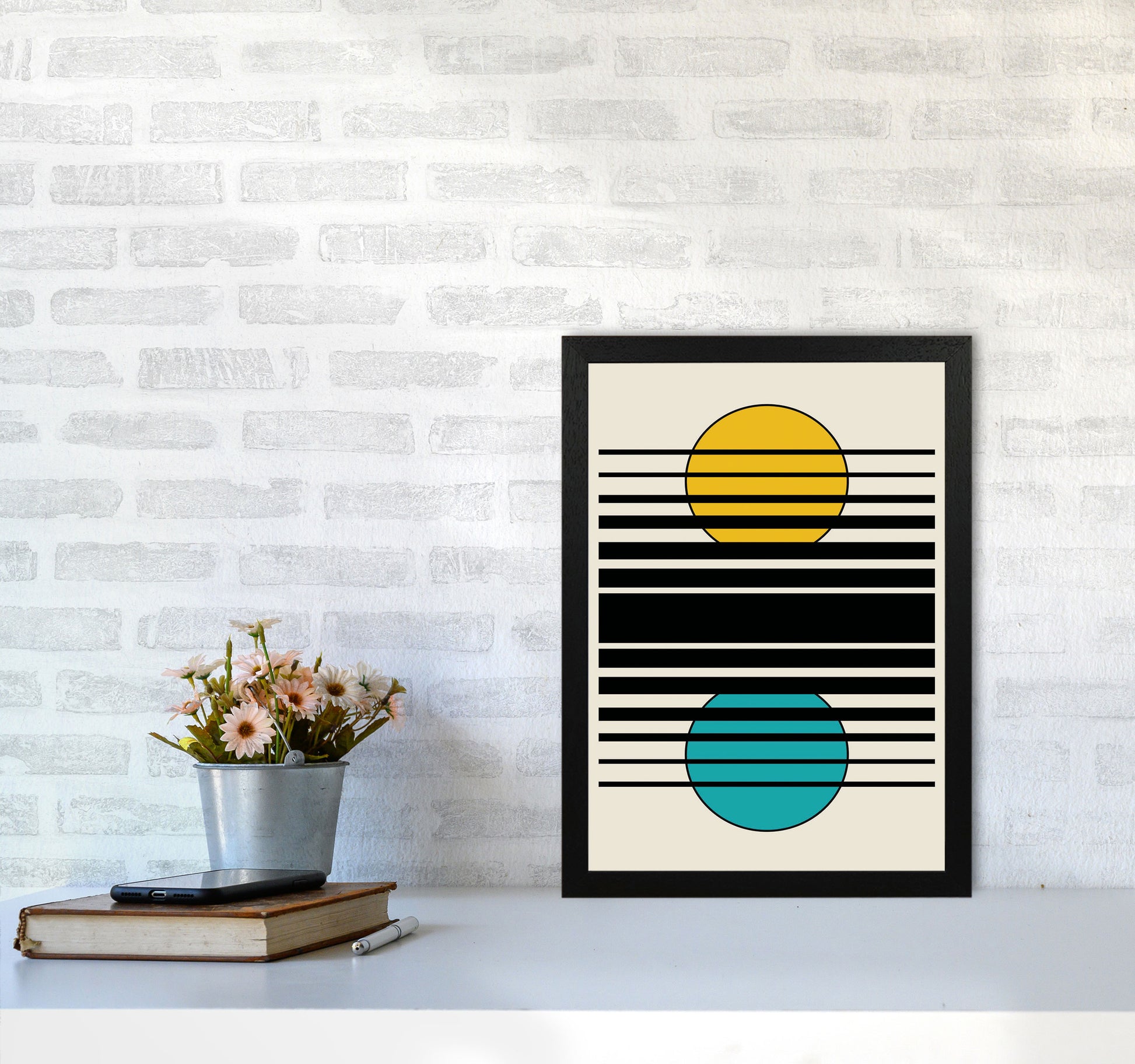 Geometric Suns III Art Print by Jason Stanley A3 White Frame