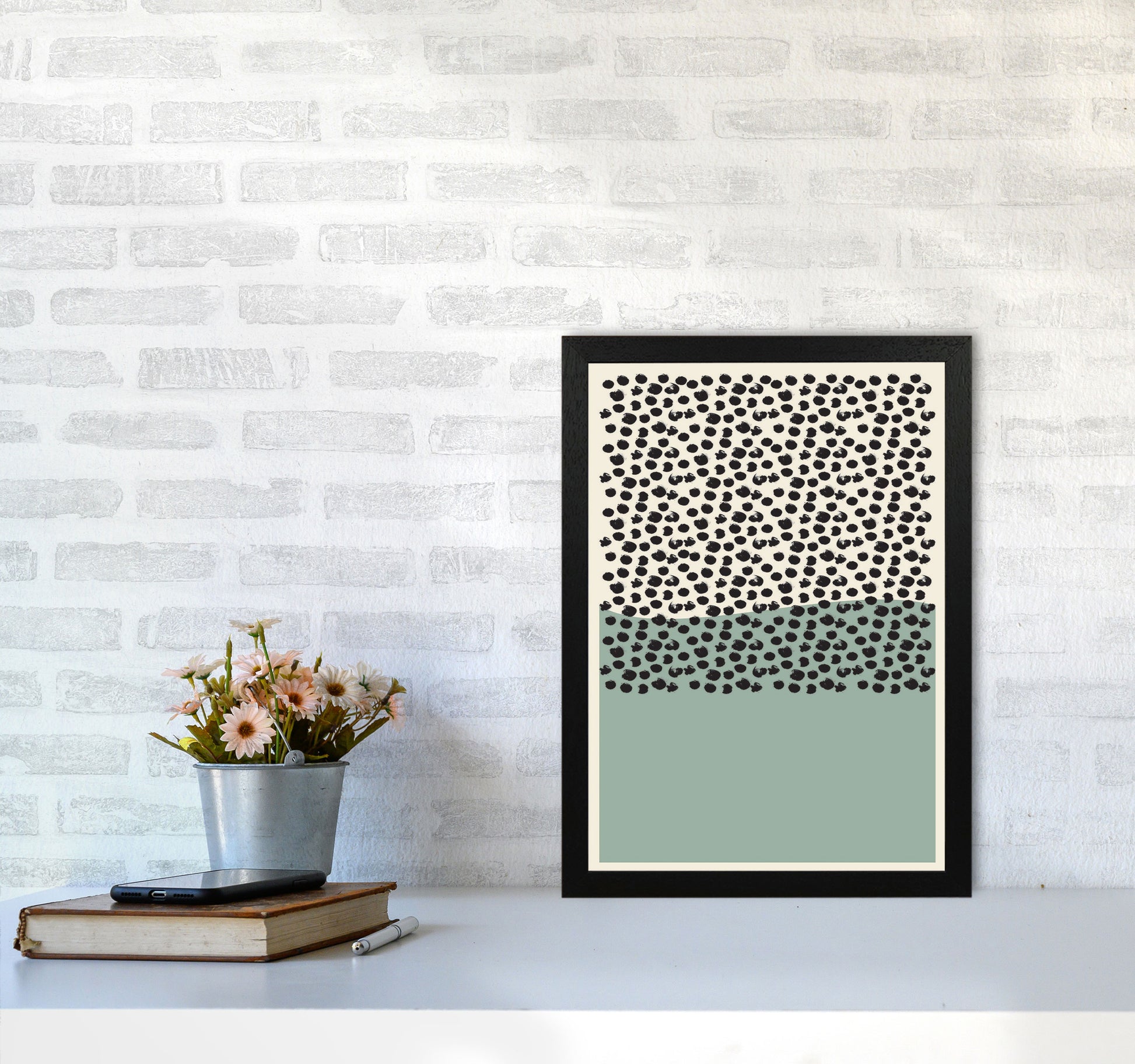 Green Midcentury Art Print by Jason Stanley A3 White Frame