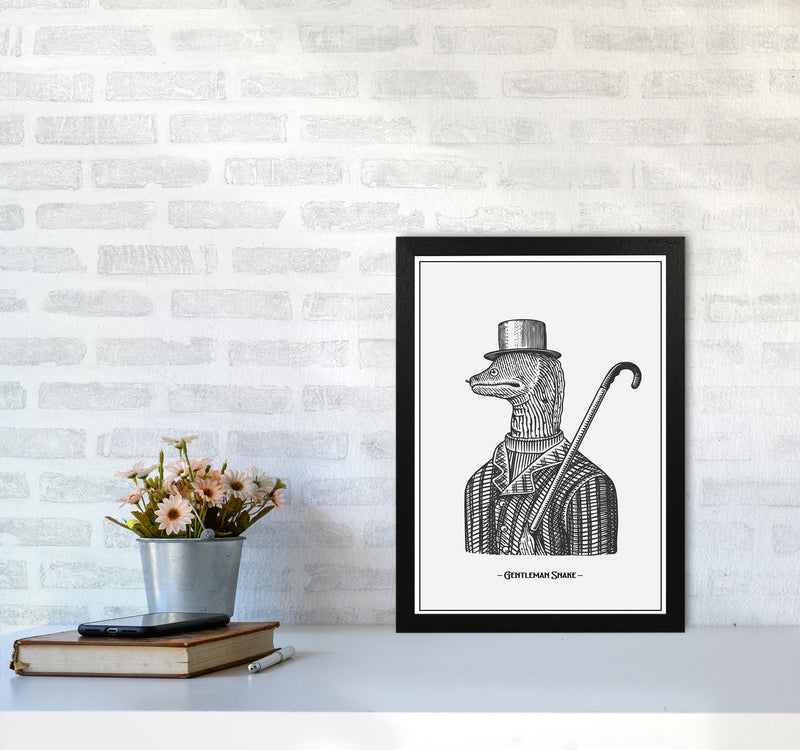 Gentlemen Snake Art Print by Jason Stanley A3 White Frame