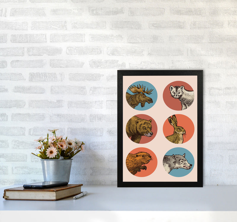 Animal Circles Art Print by Jason Stanley A3 White Frame