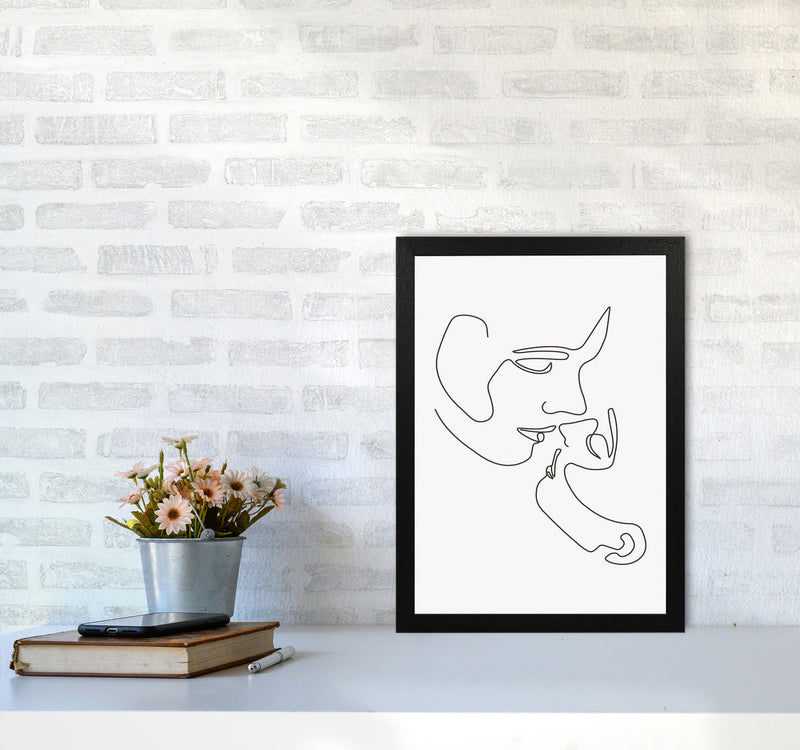 One Line Kiss Art Print by Jason Stanley A3 White Frame