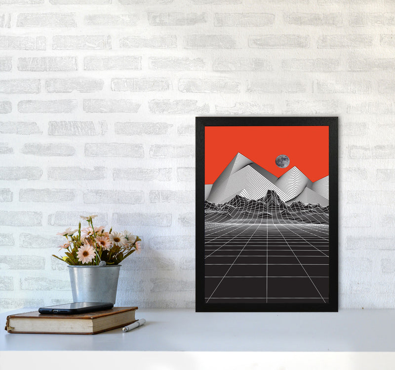 Moon Rise Red Art Print by Jason Stanley A3 White Frame