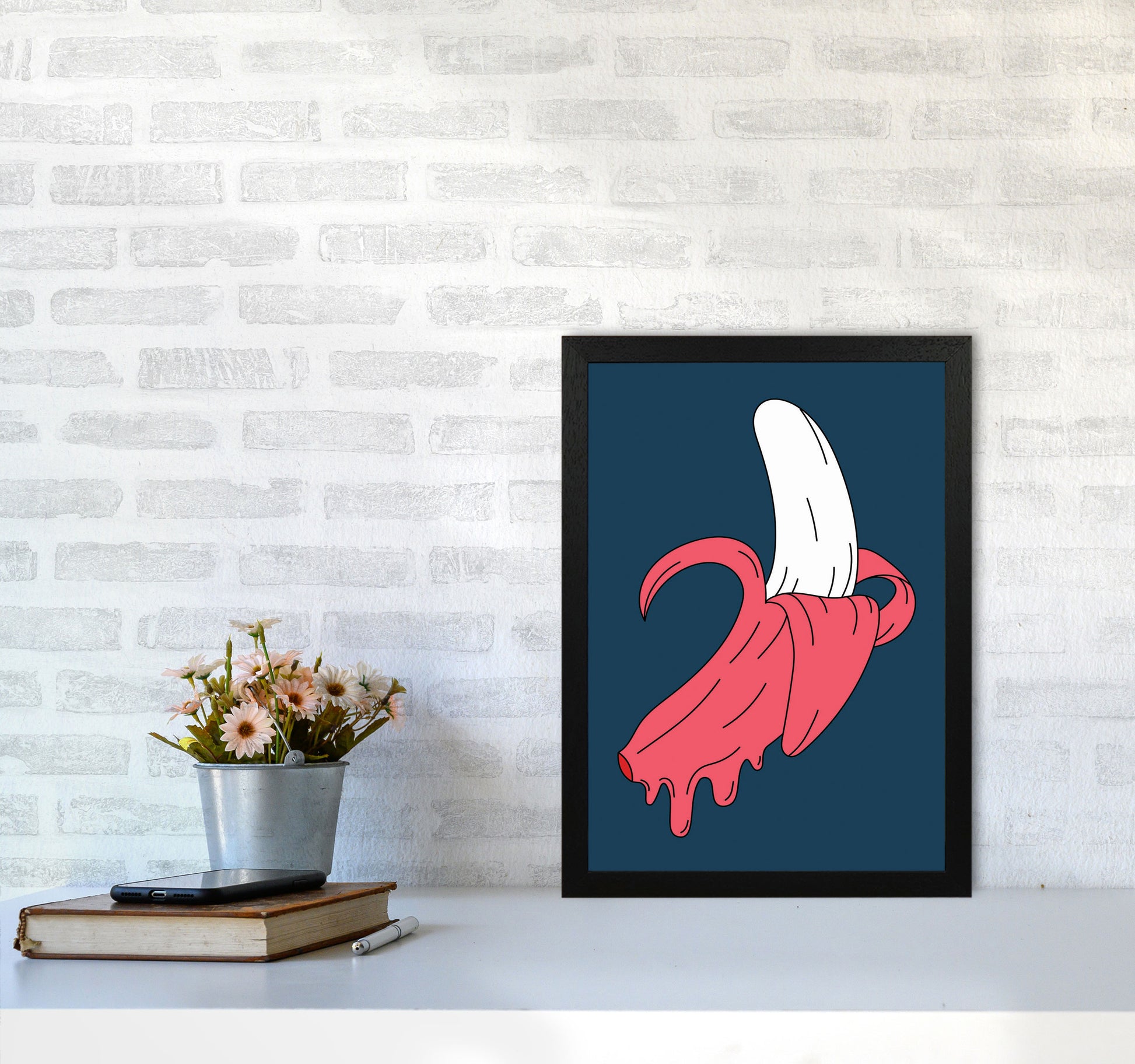 Melting Banana Art Print by Jason Stanley A3 White Frame