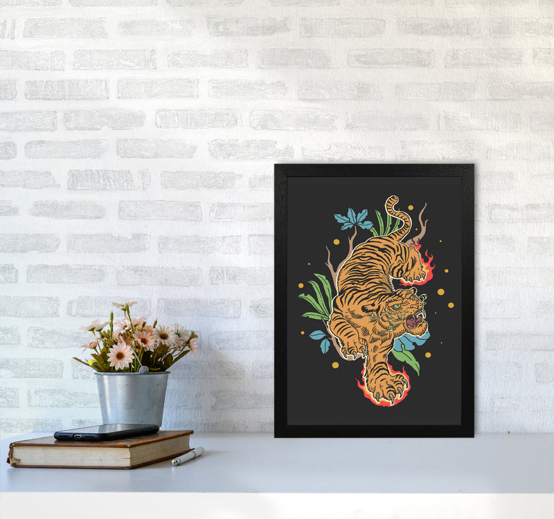 Classic Tiger Tattoo Art Print by Jason Stanley A3 White Frame