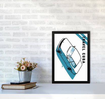 Travel Cuba Blue Art Print by Jason Stanley A3 White Frame
