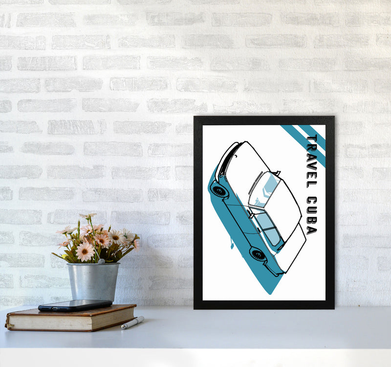 Travel Cuba Blue Art Print by Jason Stanley A3 White Frame