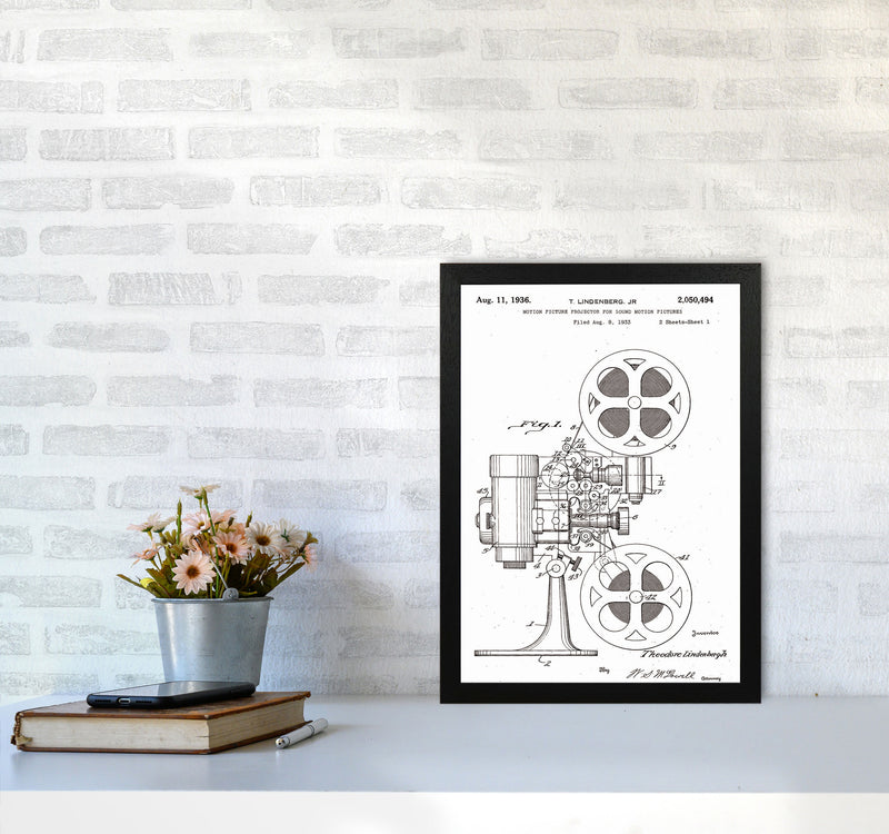 Motion Picture Projector Patent Art Print by Jason Stanley A3 White Frame