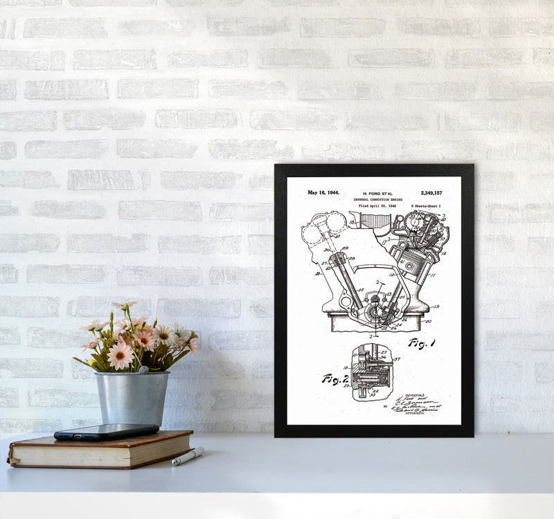 Ford Internal Combustion Engine Patent Art Print by Jason Stanley A3 White Frame