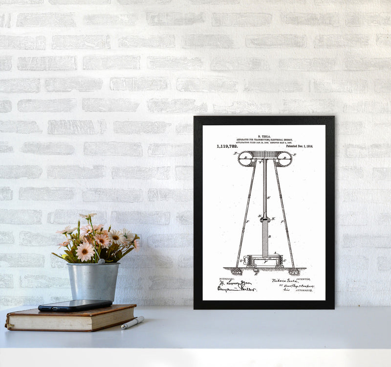 Tesla Electrical Energy Patent Art Print by Jason Stanley A3 White Frame