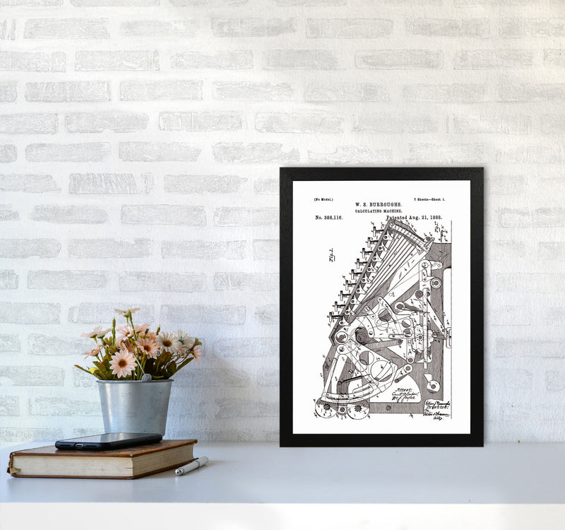 Calculating Machine Patent Art Print by Jason Stanley A3 White Frame