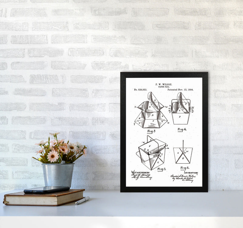 Chinese Take Out Box Patent Art Print by Jason Stanley A3 White Frame