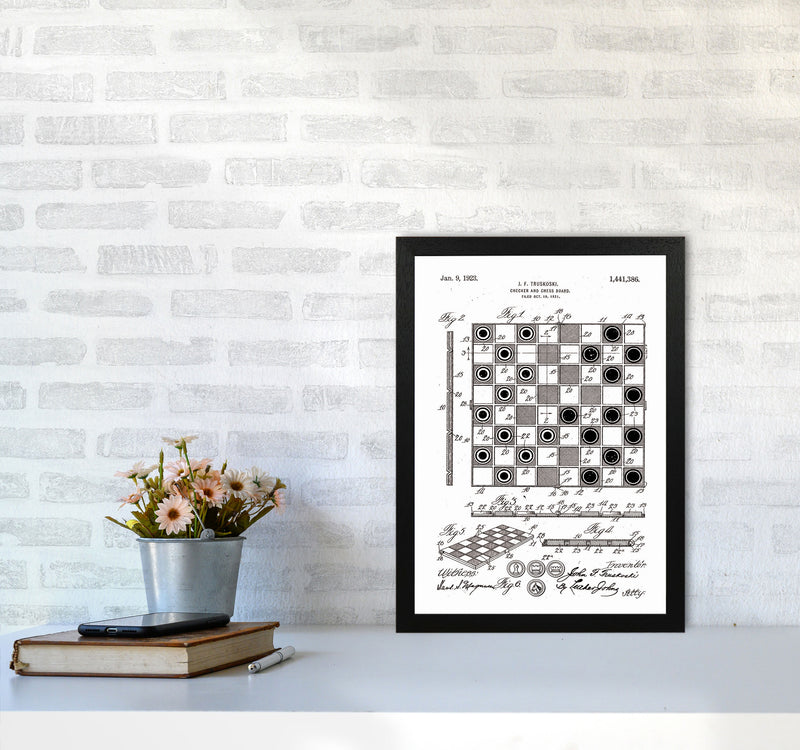 Chess And Checkers Board Patent Art Print by Jason Stanley A3 White Frame