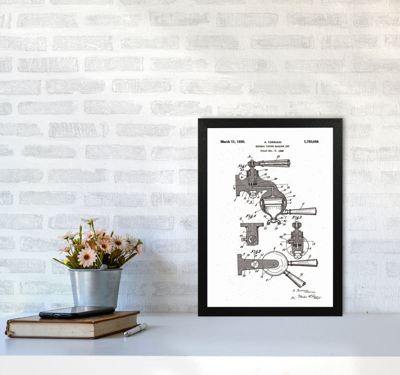 Espresso Coffee Machine Patent Art Print by Jason Stanley A3 White Frame