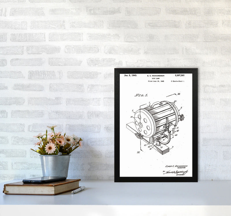 Cinema Spot Light Patent Art Print by Jason Stanley A3 White Frame
