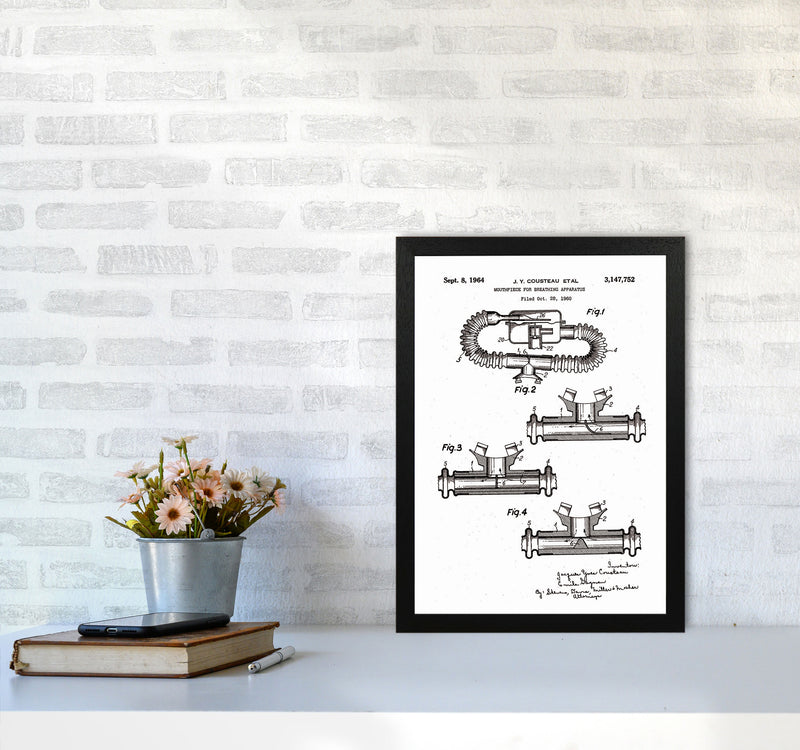 Diving Apparatus Patent Art Print by Jason Stanley A3 White Frame