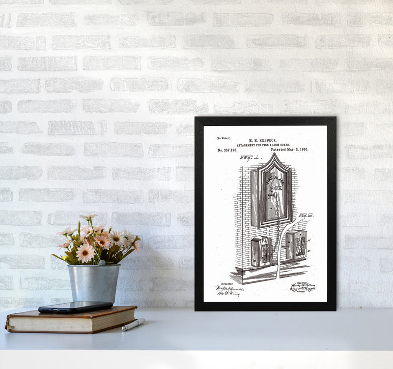 Fire Alarm Box Patent Art Print by Jason Stanley A3 White Frame