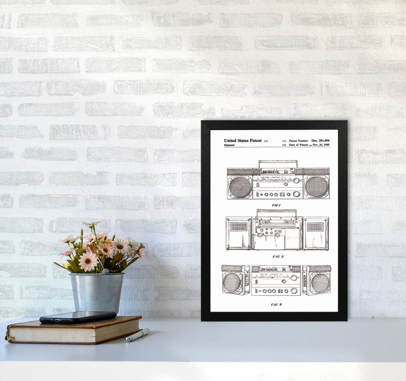 Ghetto Blaster Patent Art Print by Jason Stanley A3 White Frame