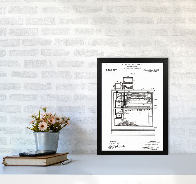 Popcorn Machine Patent Art Print by Jason Stanley A3 White Frame