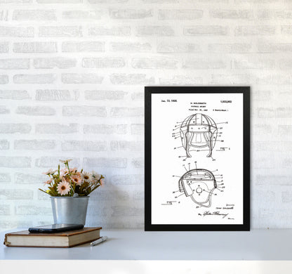 Football Helmet Patent Art Print by Jason Stanley A3 White Frame