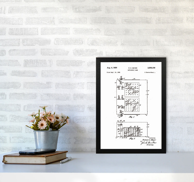 Battleship Game Patent Art Print by Jason Stanley A3 White Frame