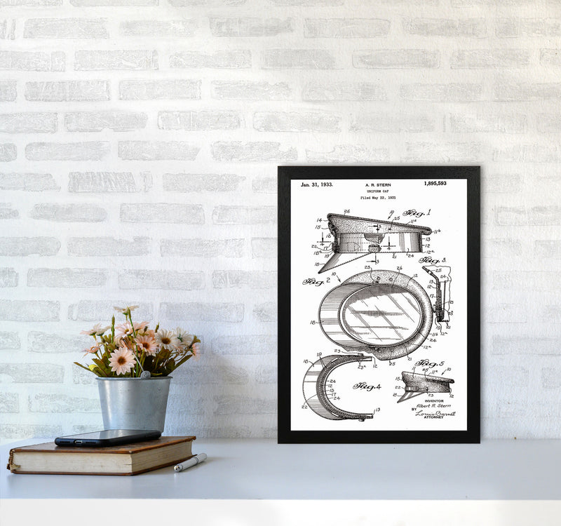 Police Man Hat Patent Art Print by Jason Stanley A3 White Frame