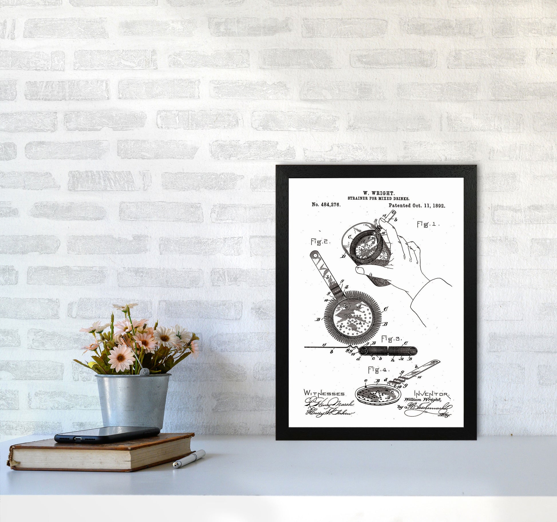 Drink Strainer Patent Art Print by Jason Stanley A3 White Frame