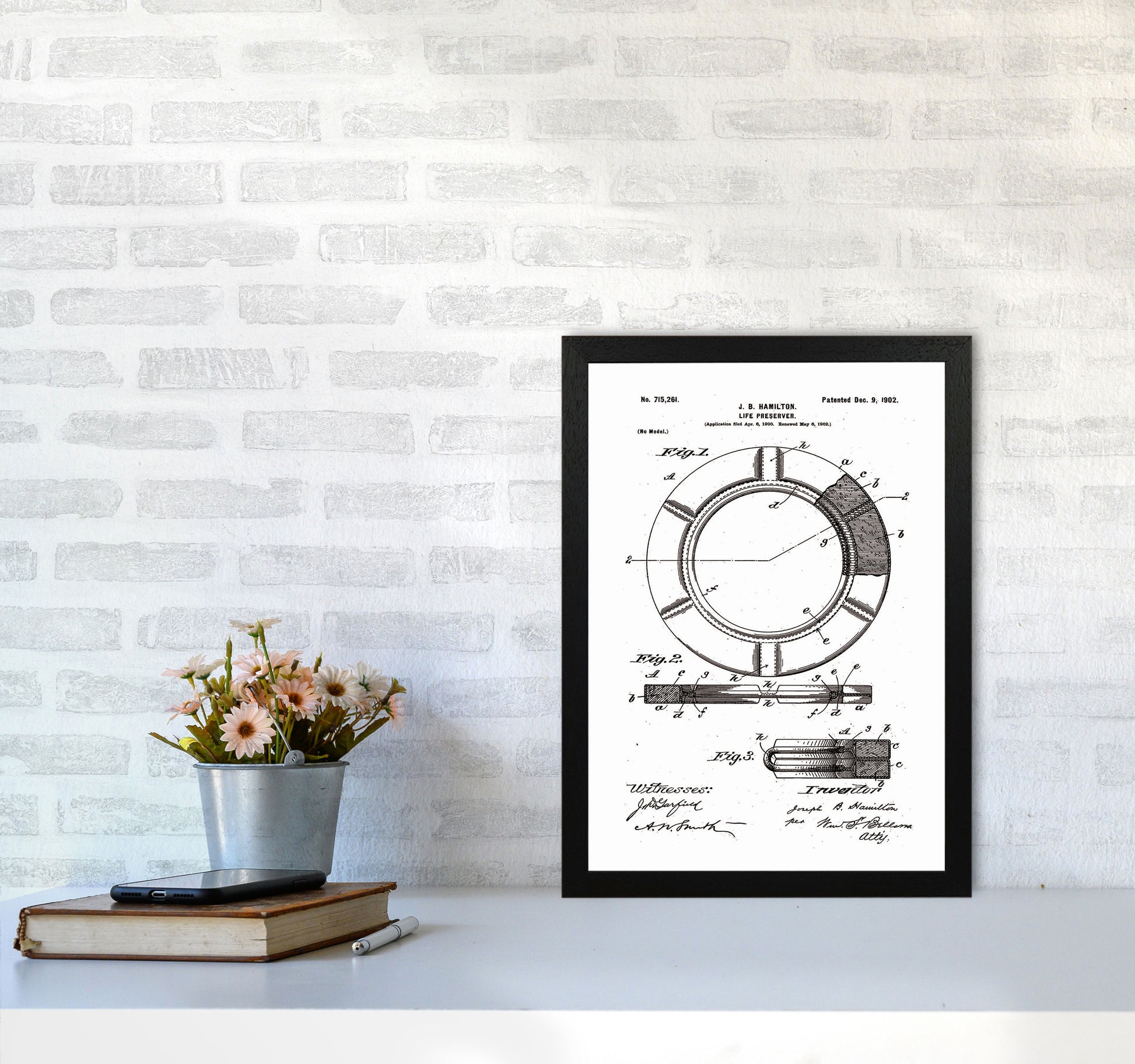 Life Preserver Patent Art Print by Jason Stanley A3 White Frame