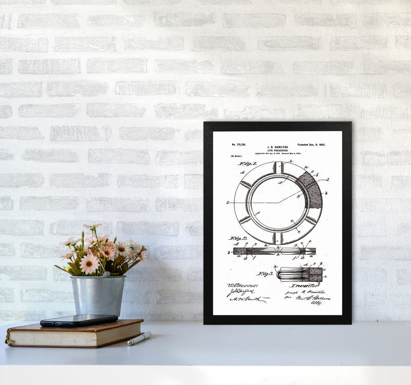 Life Preserver Patent Art Print by Jason Stanley A3 White Frame