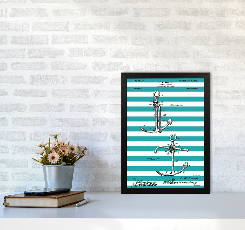 Anchor Patent Stripe Art Print by Jason Stanley A3 White Frame