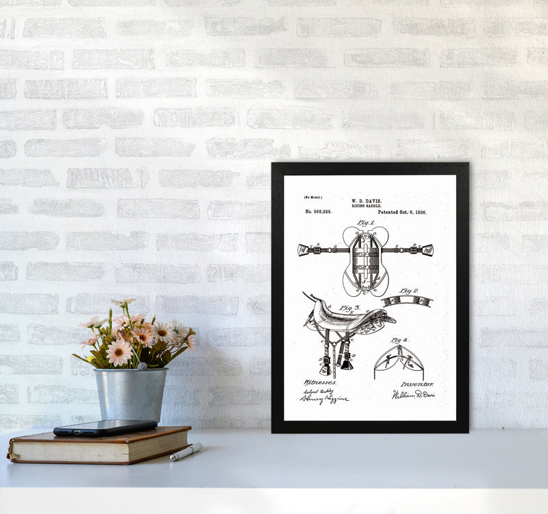 Riding Saddle Patent Art Print by Jason Stanley A3 White Frame