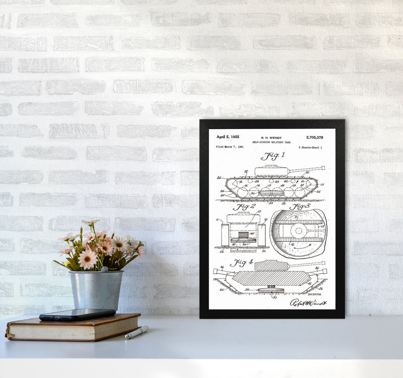 Military Tank Patent Art Print by Jason Stanley A3 White Frame