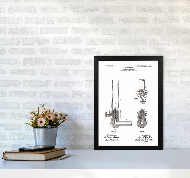Bunsen Burner Patent Art Print by Jason Stanley A3 White Frame