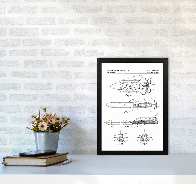 Space Shuttle Patent Art Print by Jason Stanley A3 White Frame