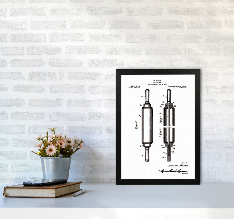 Rolling Pin Patent Art Print by Jason Stanley A3 White Frame
