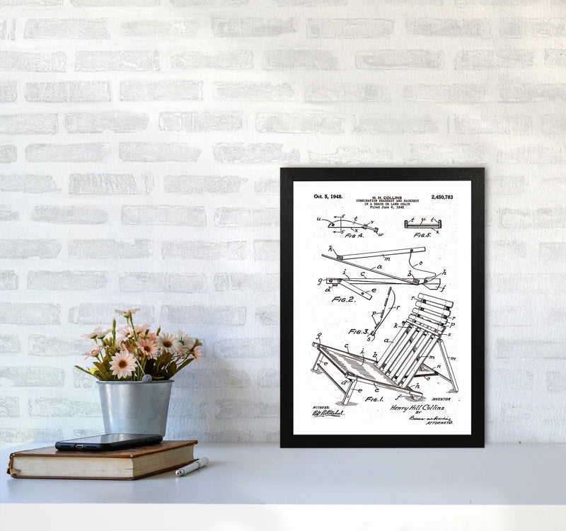 Beach Chair Patent Art Print by Jason Stanley A3 White Frame