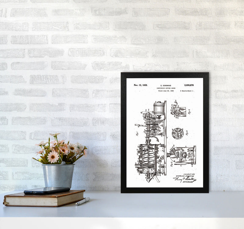 Butter Churn Patent Art Print by Jason Stanley A3 White Frame