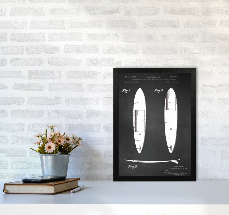 Surfboard Patent 1 Art Print by Jason Stanley A3 White Frame