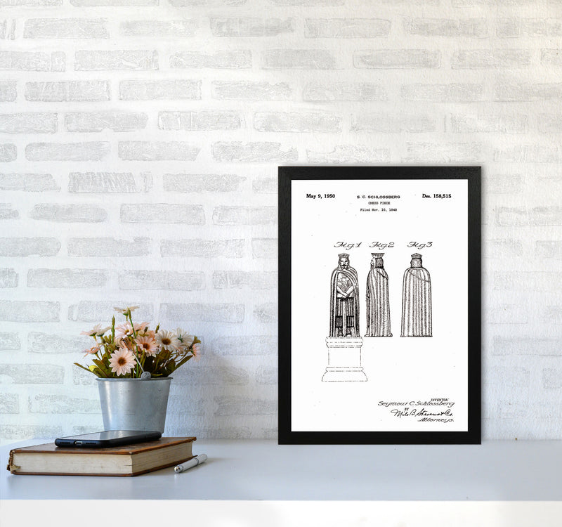Chess Piece Patent Art Print by Jason Stanley A3 White Frame