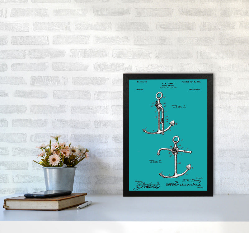 Anchor Patent Blue Art Print by Jason Stanley A3 White Frame