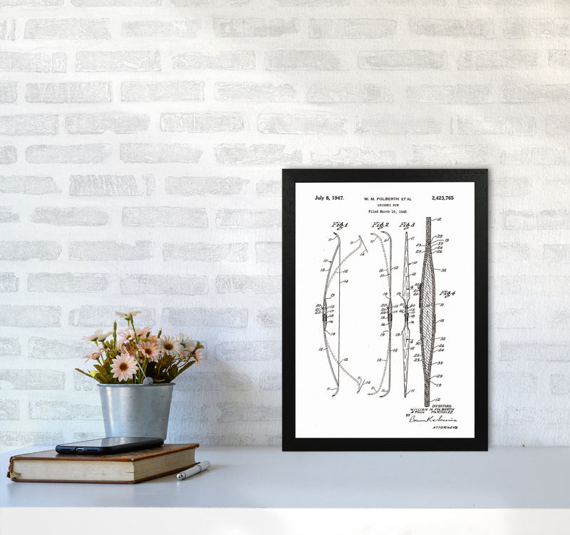 Archery Bow Patent Art Print by Jason Stanley A3 White Frame