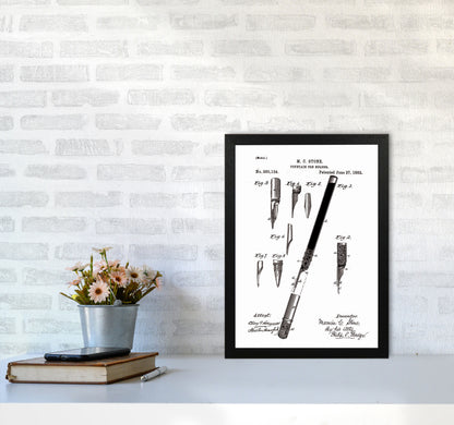Fountain Pen Patent Art Print by Jason Stanley A3 White Frame