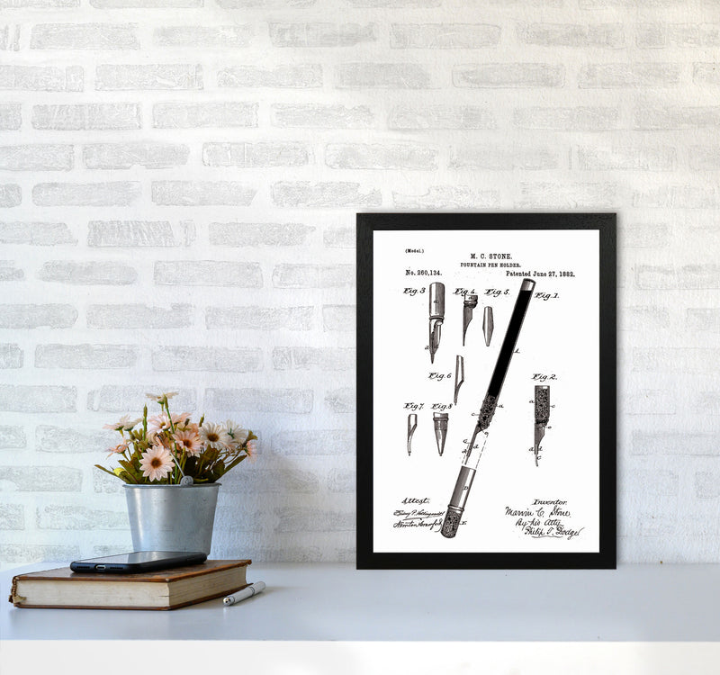 Fountain Pen Patent Art Print by Jason Stanley A3 White Frame
