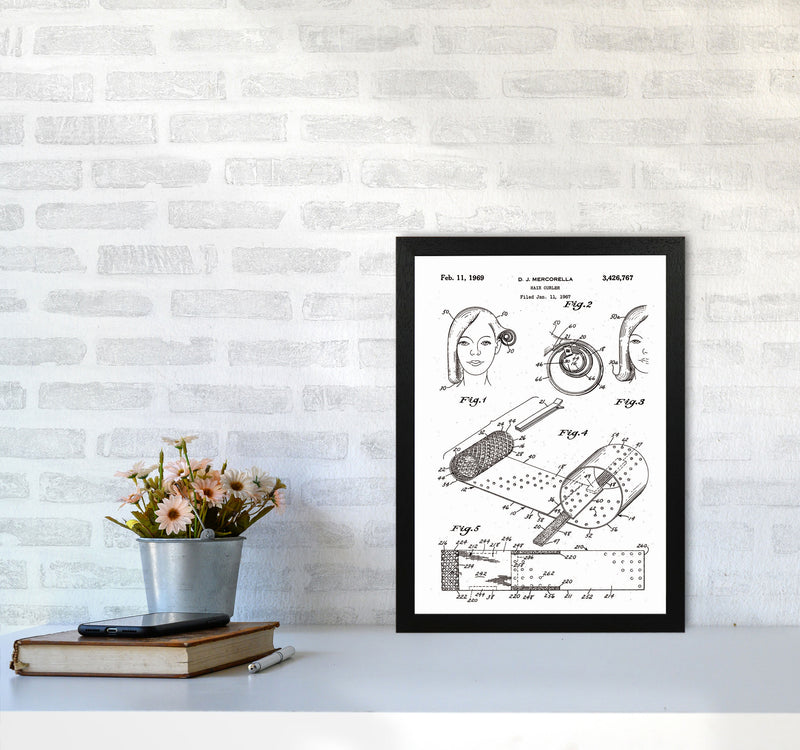 Hair Curler Patent Art Print by Jason Stanley A3 White Frame